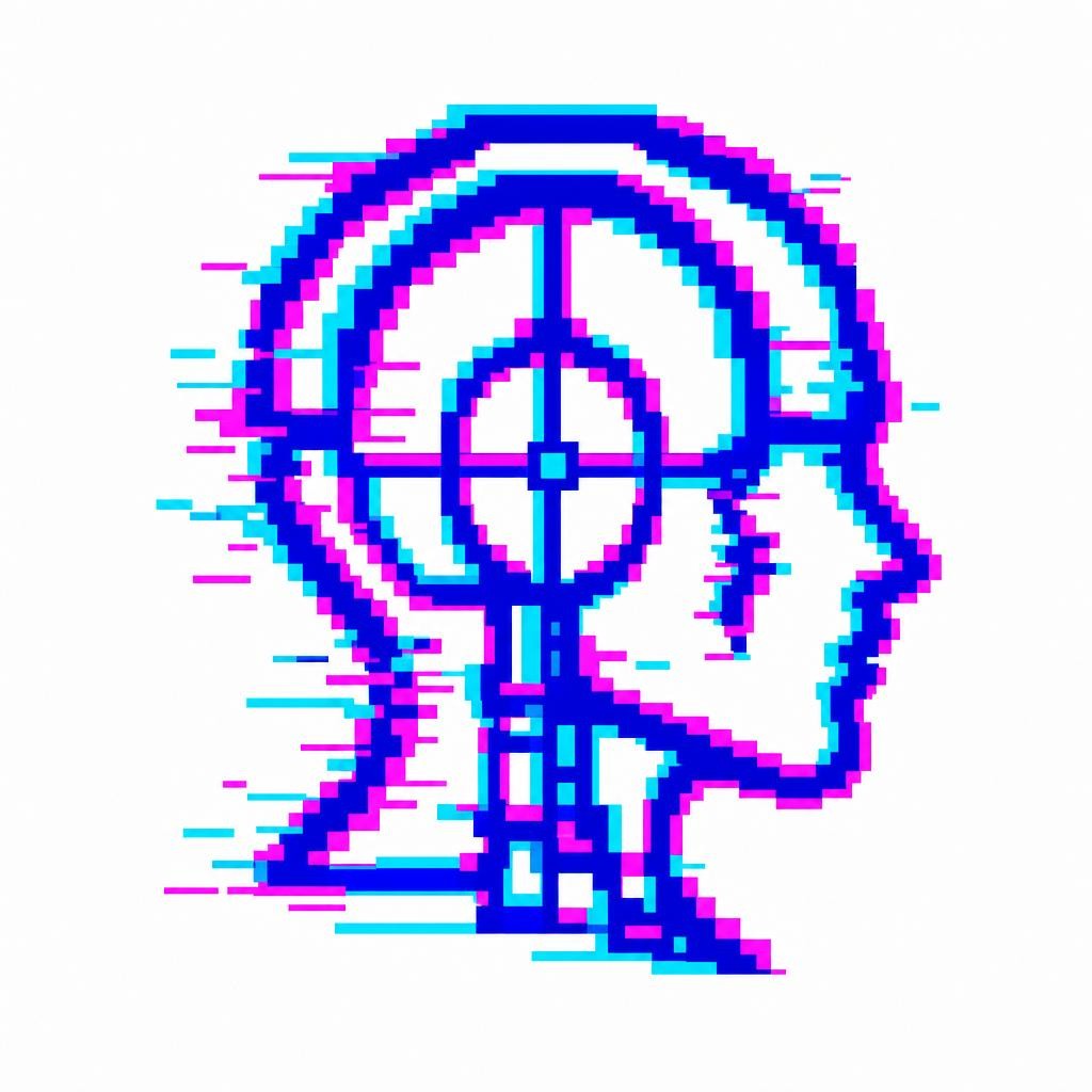 A clean, geometric glitch-art portrait