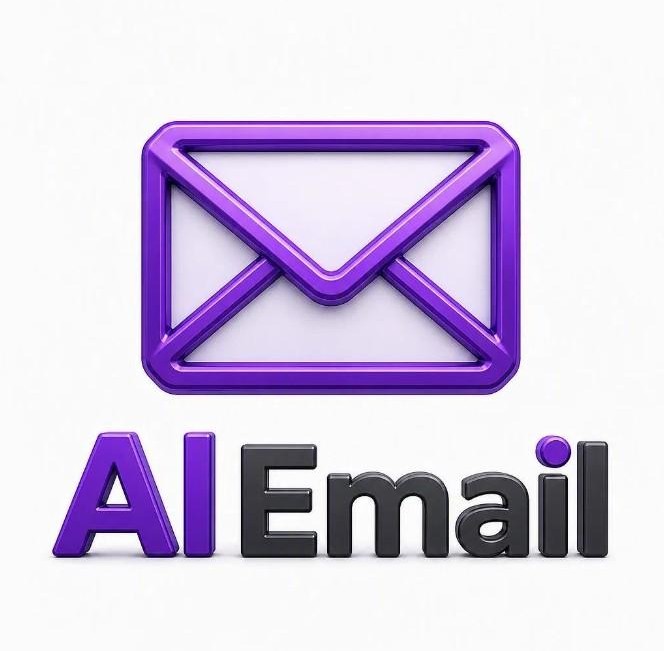 AI Email logo – a purple 3D envelope icon above the wordmark